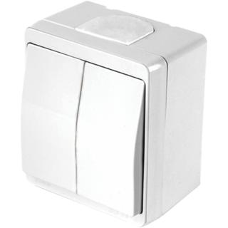 Surface Switch 2P Double K/R 1 way outdoor white IP44