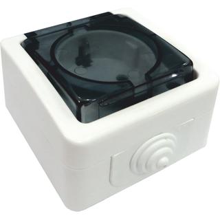 Surface single earthed socket outlet with cover outdoor IP54