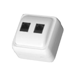 Surface telephone double socket RJ11/RJ12 mini white IP20