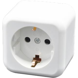 Surface Earthed single socket outlet without cover mini white IP20