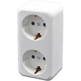 Surface Earthed double socket outlet without cover mini white IP20