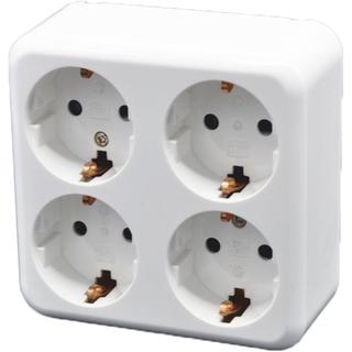 Surface Earthed quadruple socket outlet without cover mini white IP20