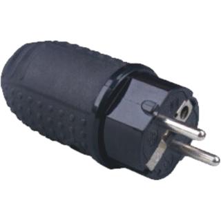 Plug schuko rubber male IP44 black 16A - FERRARA