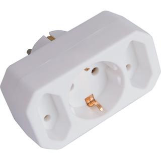 Adaptor from 1 schuko to 1 schuko & 2 2Poles flat - FERRARA